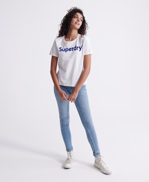 Superdry Flock Boxy Női Pólók Fehér | WMDHS3687